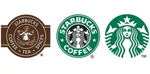 Starbucks logo evolution — getting simpler over time as the company gained recognition
