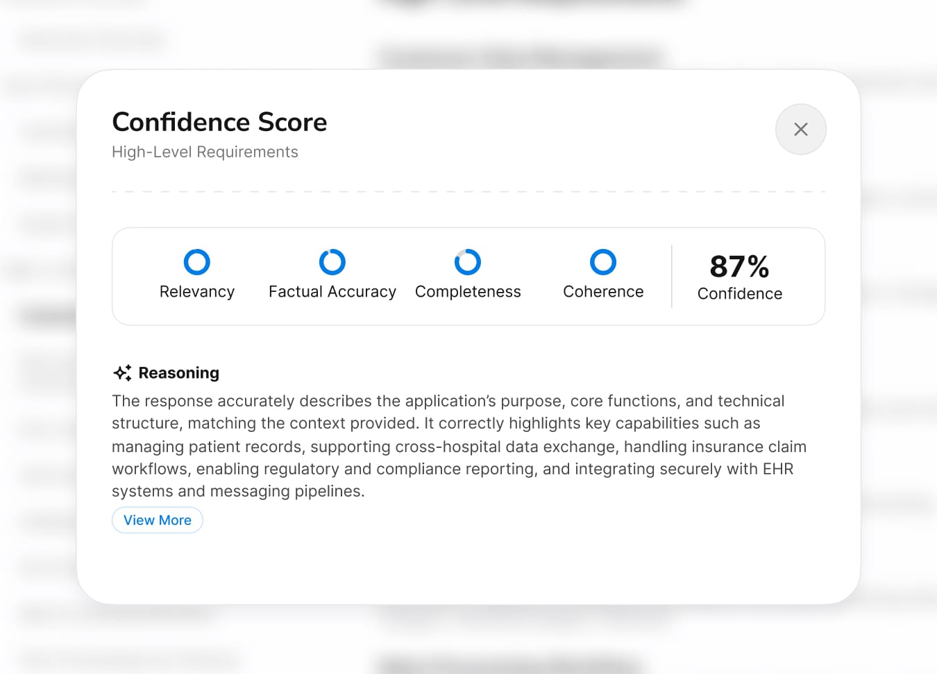Confidence levels UI
