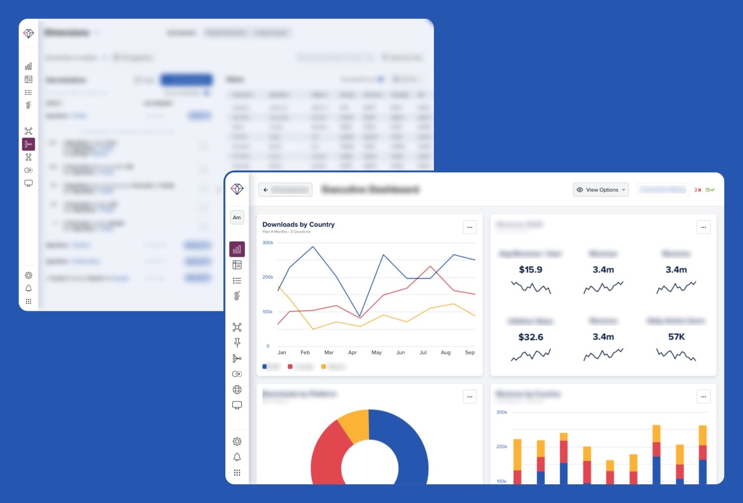 2 screenshots of the dashboard project for App Annie Ascend