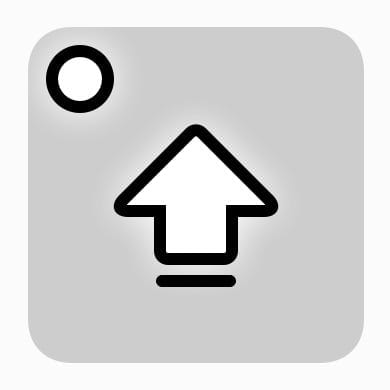 Active shift button design with white fill and glow, plus caps lock indicator