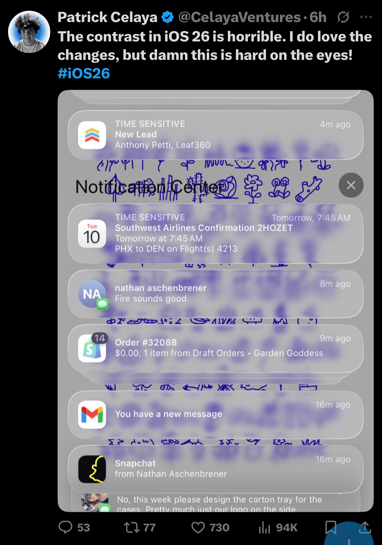 X reaction to iOS 26 Liquid Glass