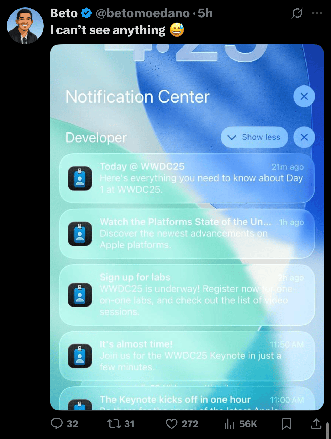 X reaction to iOS 26 Liquid Glass