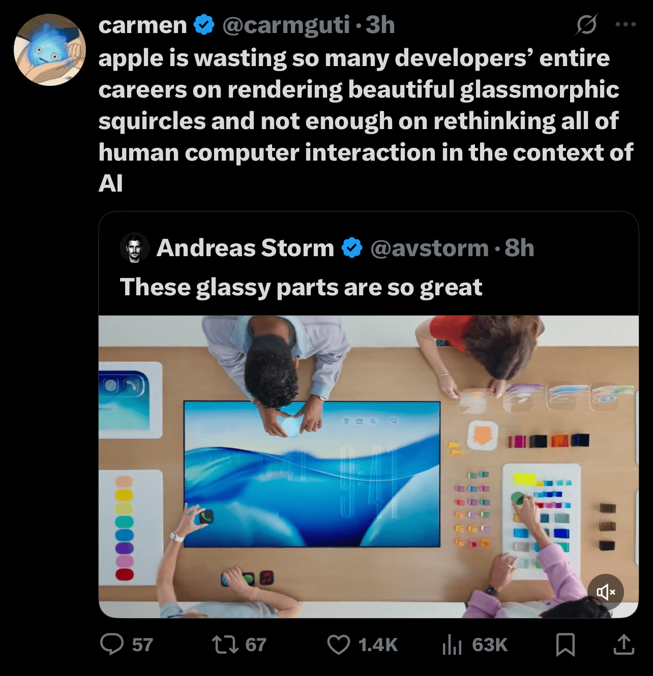 X reaction to iOS 26 Liquid Glass