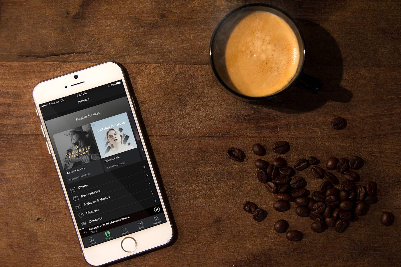 Spotify app showing the new tab bar navigation