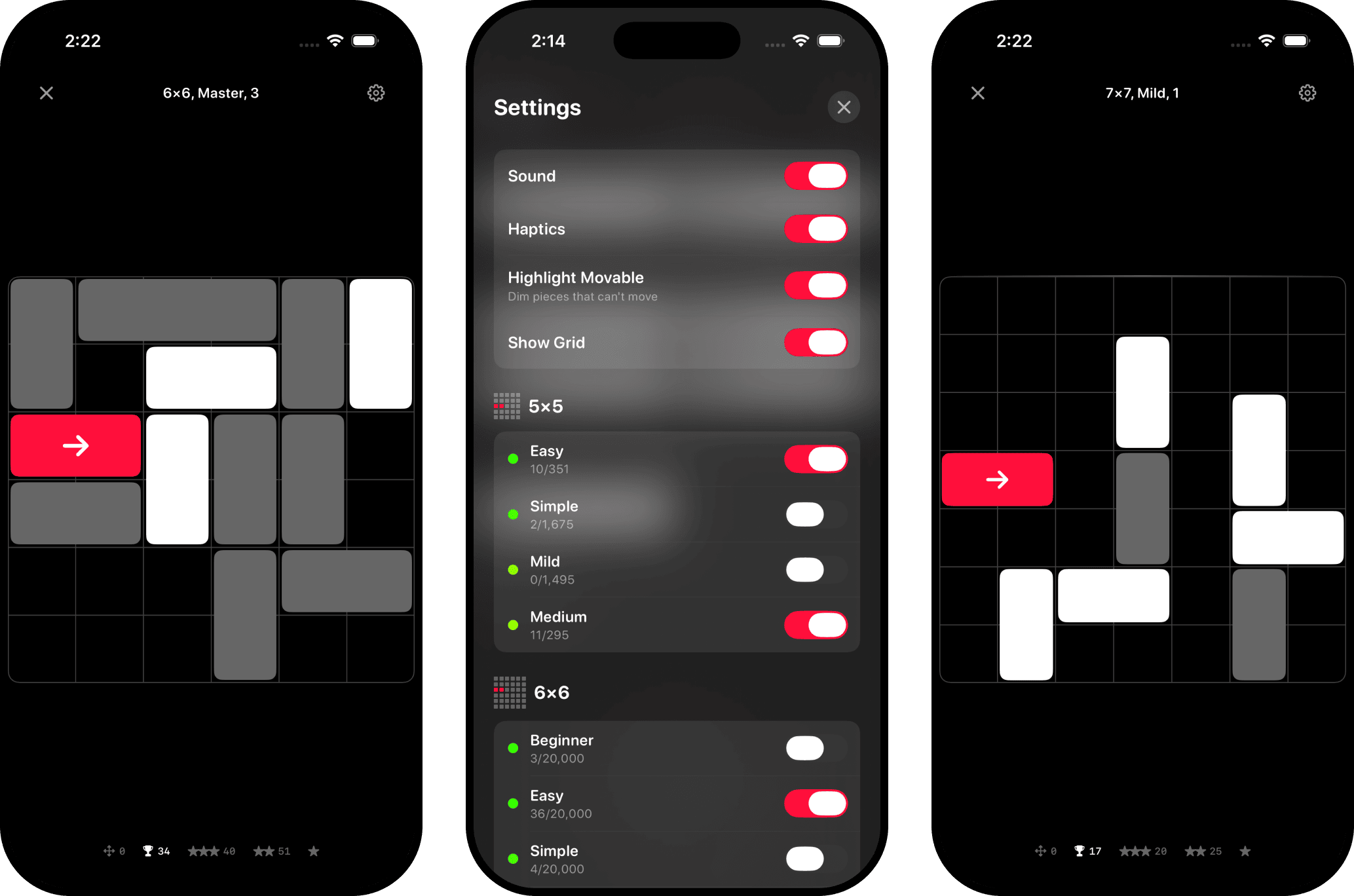 Easy Rush app screenshots showing puzzle game interface