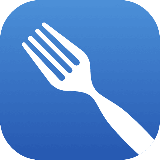 Cookout app logo - a simple white fork on a blue background