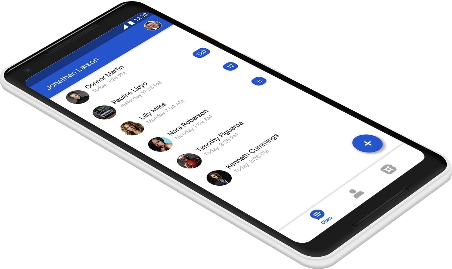 A screenshot of the visper secure chat app on an android phone mockup. 