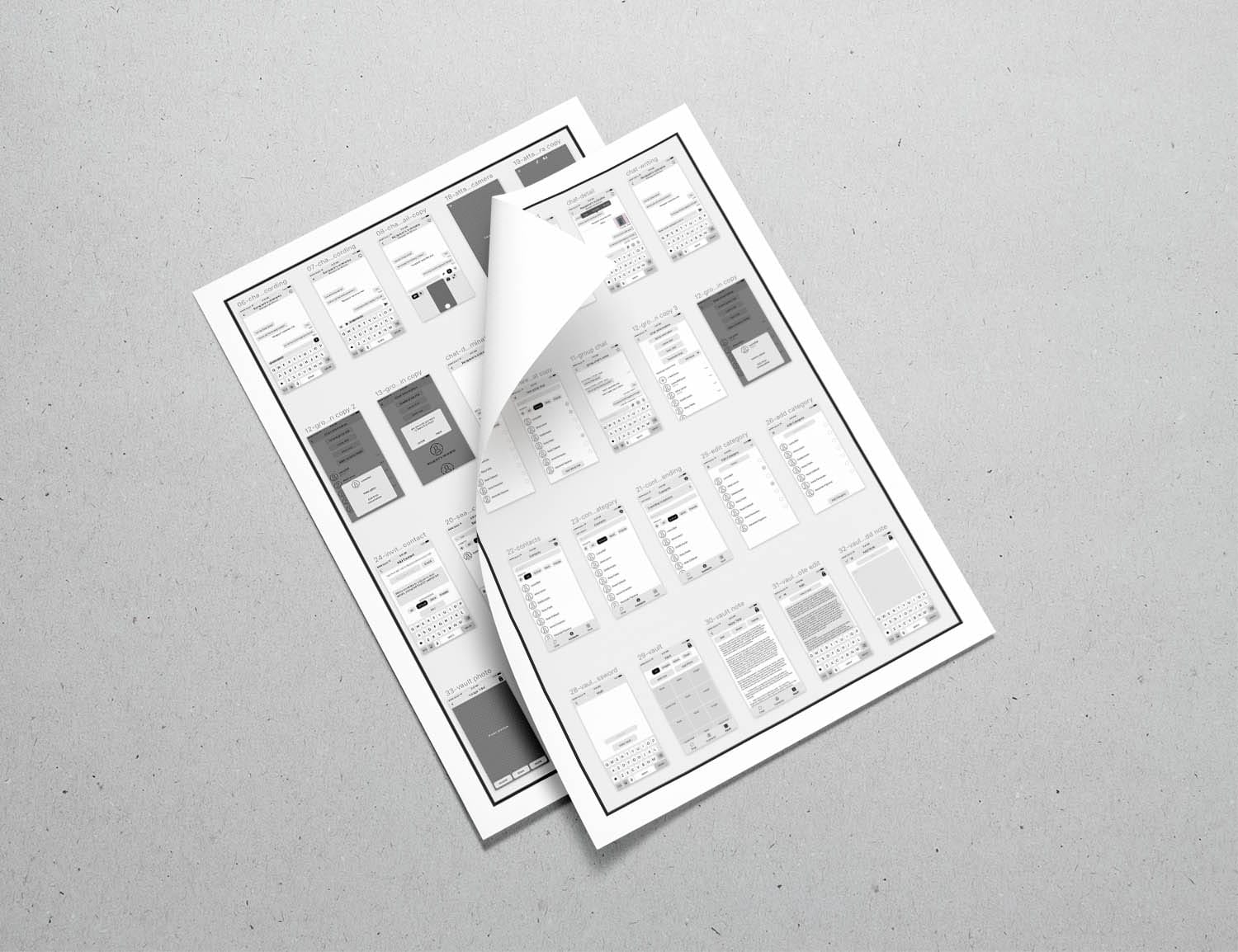 VISPER app wireframe designs in Sketch